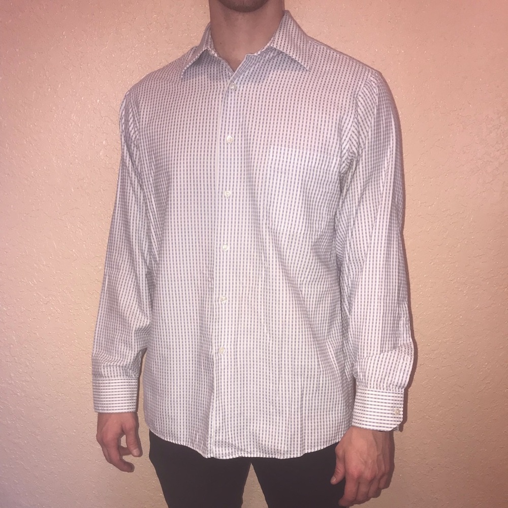Patterned Blue Button-Down